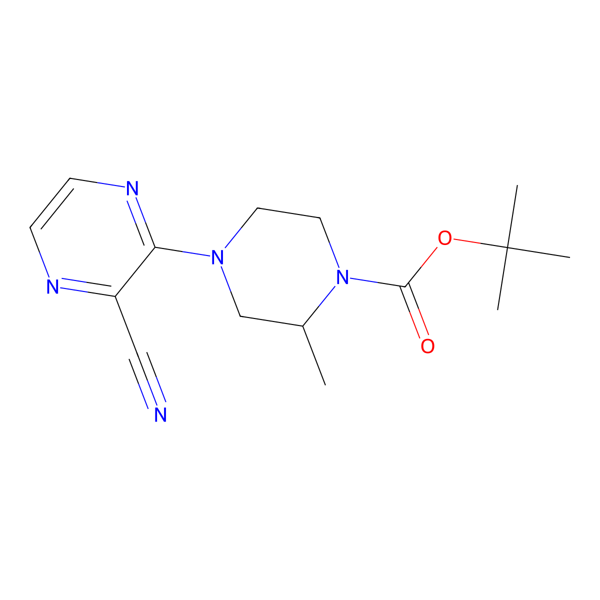 Tert-butyl 4-(3-cyanopyrazin-2-yl)-2-methylpiperazine-1-carboxylate molecular structure, CAS 2680676-79-1