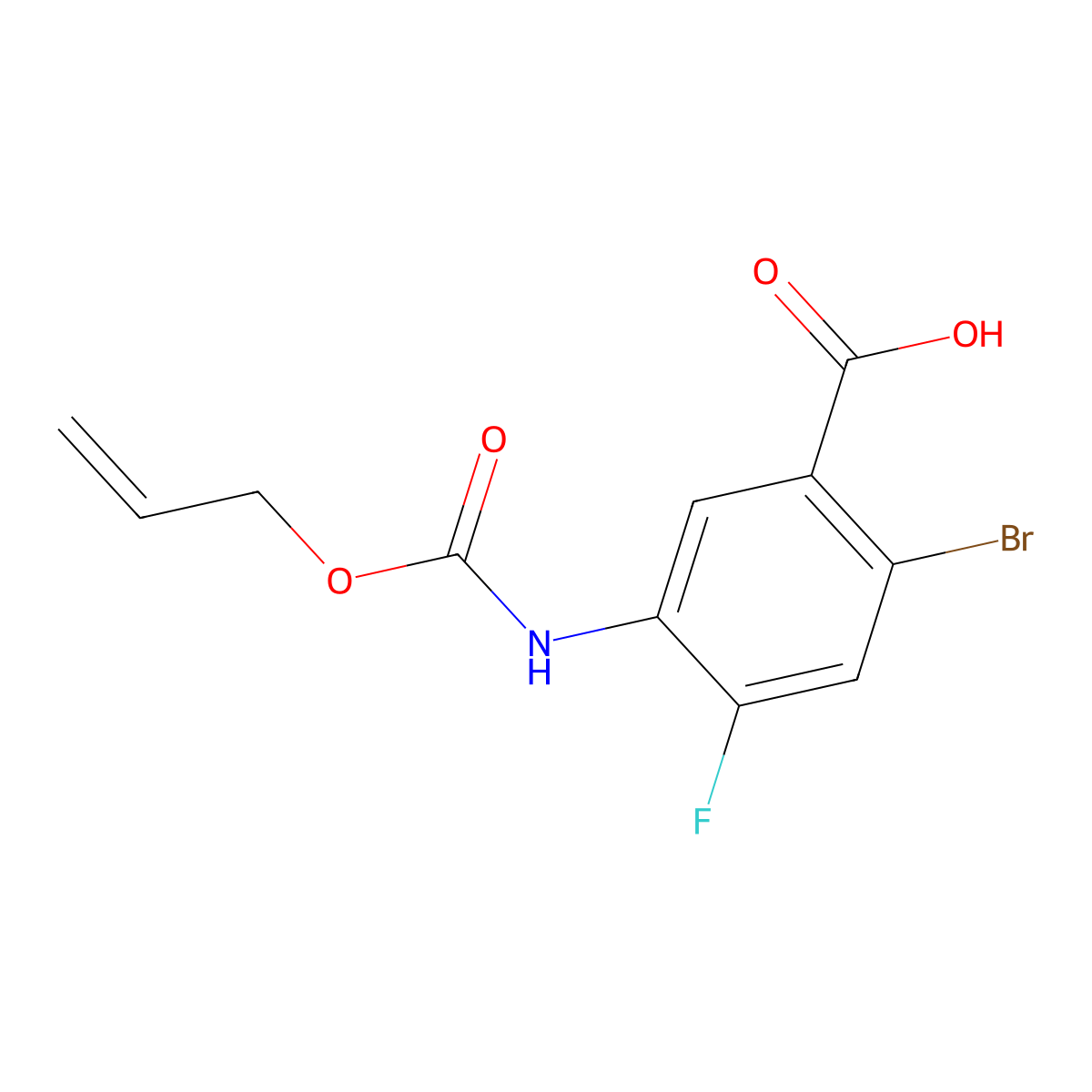 2-Bromo-4-fluoro-5-{[(prop-2-en-1-yloxy)carbonyl]amino}benzoic acid molecular structure, CAS 2680676-96-2