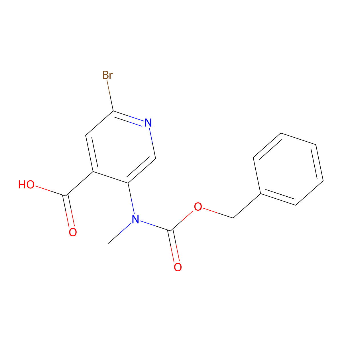 5-{[(Benzyloxy)carbonyl](methyl)amino}-2-bromopyridine-4-carboxylic acid molecular structure, CAS 2680676-97-3