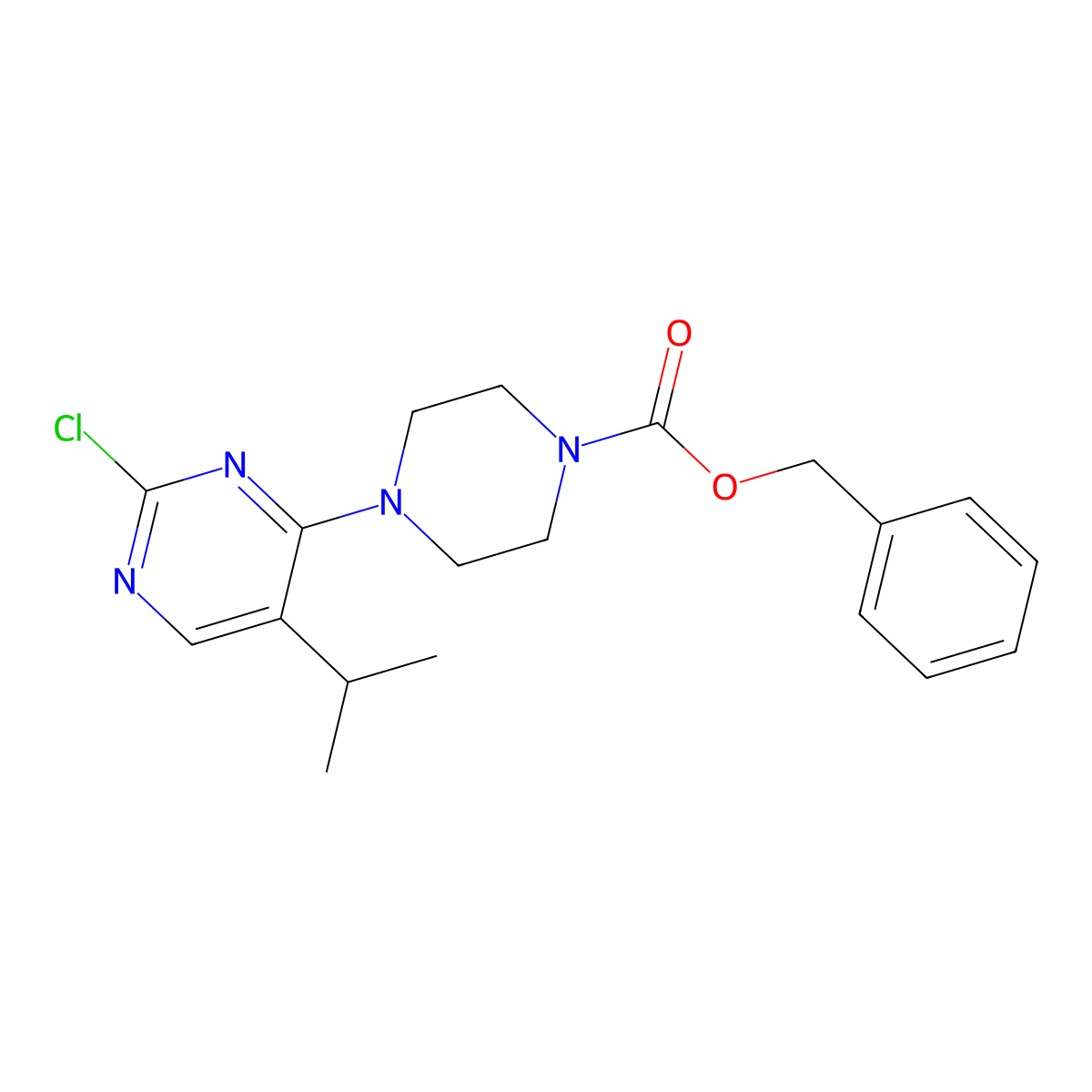 Benzyl 4-[2-chloro-5-(propan-2-yl)pyrimidin-4-yl]piperazine-1-carboxylate molecular structure, CAS 2680676-99-5