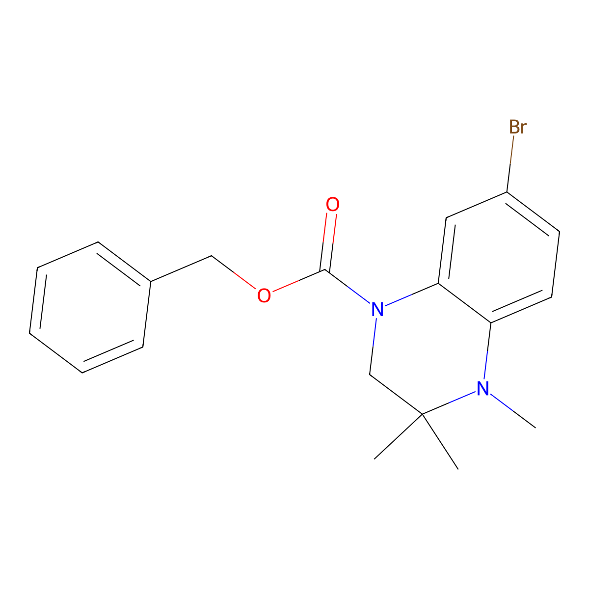 Benzyl 7-bromo-3,3,4-trimethyl-1,2,3,4-tetrahydroquinoxaline-1-carboxylate molecular structure, CAS 2680677-03-4