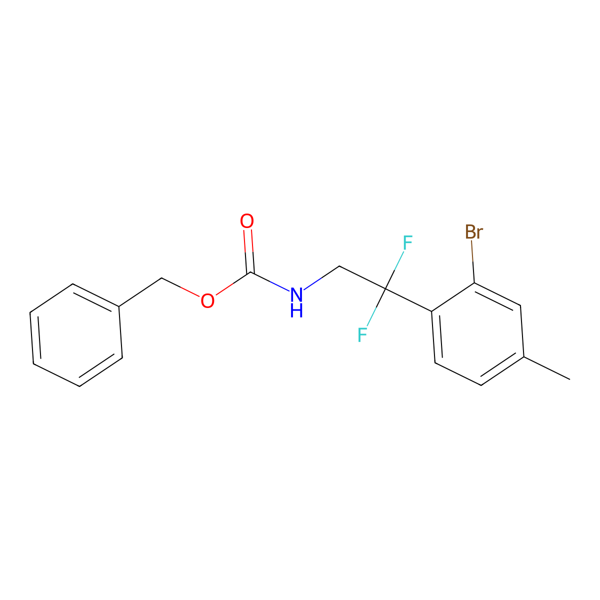 benzyl N-[2-(2-bromo-4-methylphenyl)-2,2-difluoroethyl]carbamate molecular structure, CAS 2680677-06-7