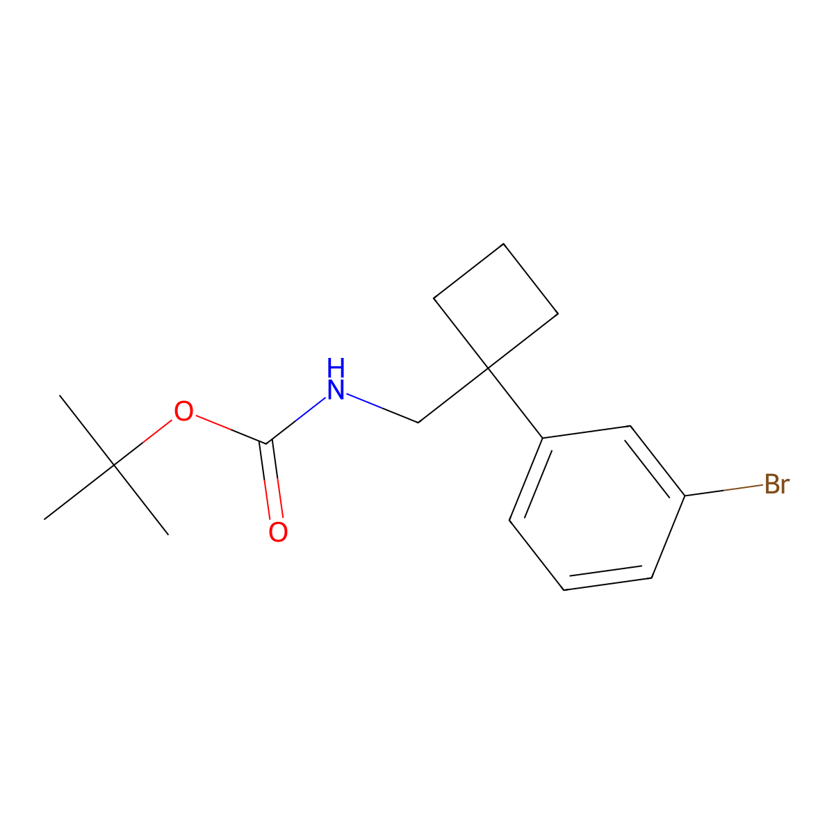 tert-butyl N-{[1-(3-bromophenyl)cyclobutyl]methyl}carbamate molecular structure, CAS 2680677-08-9