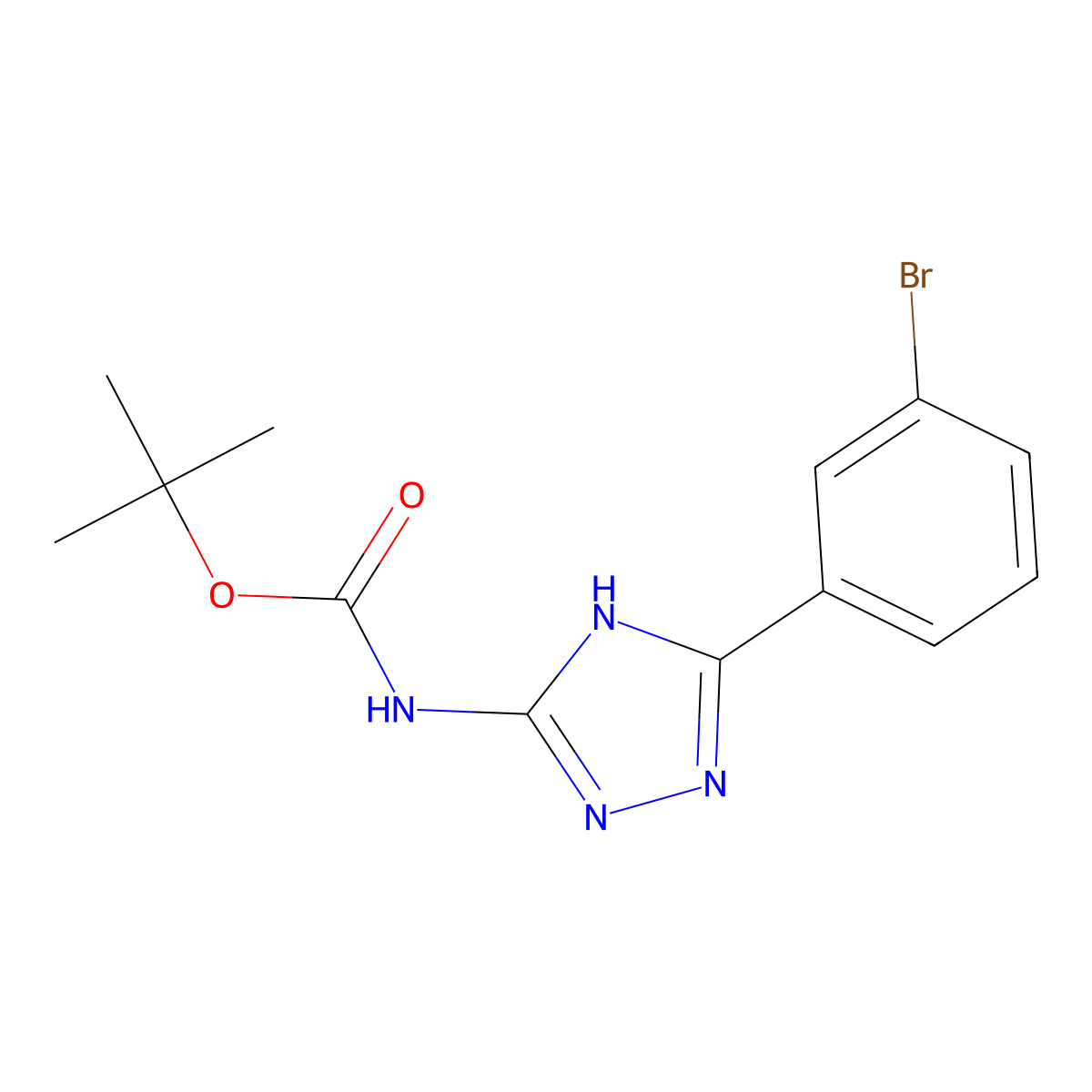 tert-butyl N-[5-(3-bromophenyl)-4H-1,2,4-triazol-3-yl]carbamate molecular structure, CAS 2680677-09-0