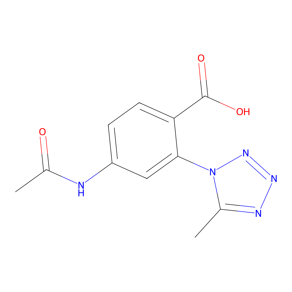4-acetamido-2-(5-methyl-1H-1,2,3,4-tetrazol-1-yl)benzoic acid molecular structure, CAS 2680677-10-3