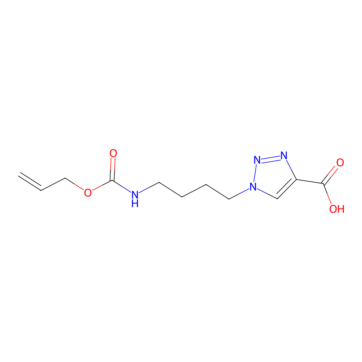1-(4-{[(prop-2-en-1-yloxy)carbonyl]amino}butyl)-1H-1,2,3-triazole-4-carboxylic acid molecular structure, CAS 2680677-19-2