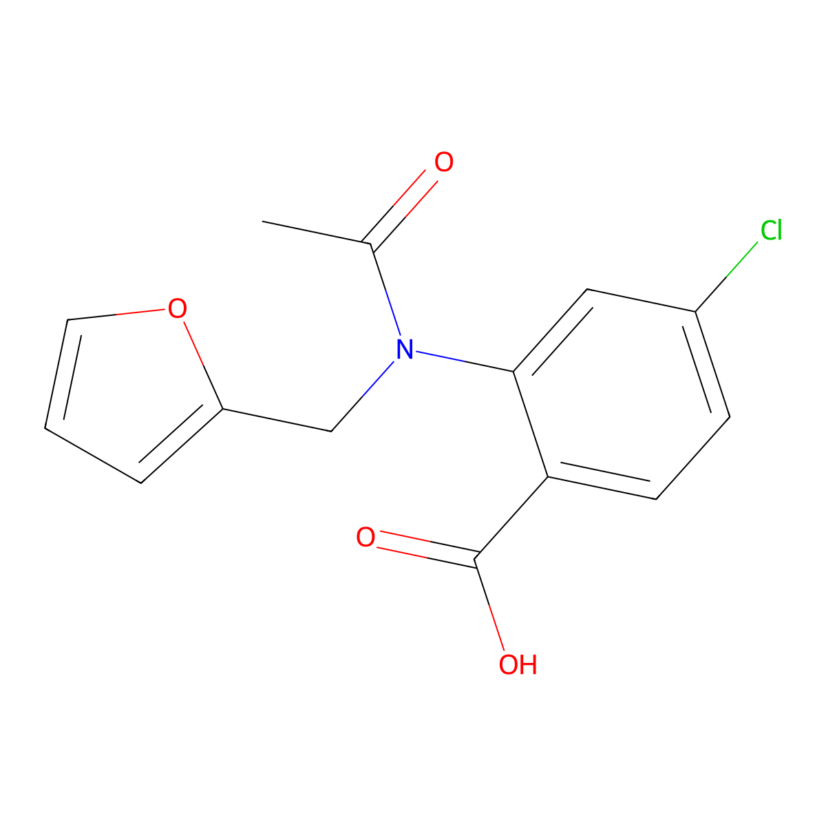 4-chloro-2-{N-[(furan-2-yl)methyl]acetamido}benzoic acid molecular structure, CAS 2680677-20-5