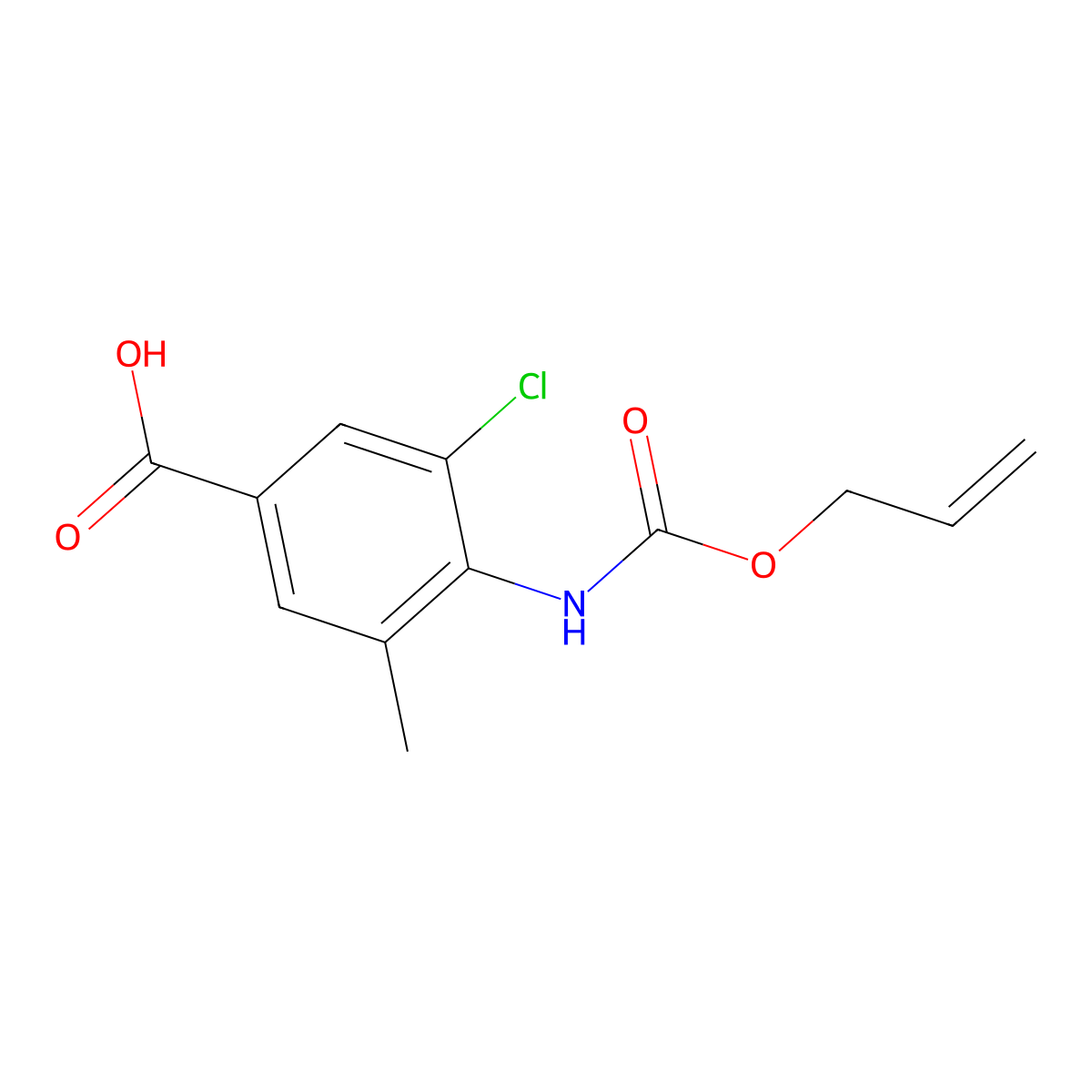 3-Chloro-5-methyl-4-{[(prop-2-en-1-yloxy)carbonyl]amino}benzoic acid molecular structure, CAS 2680677-24-9