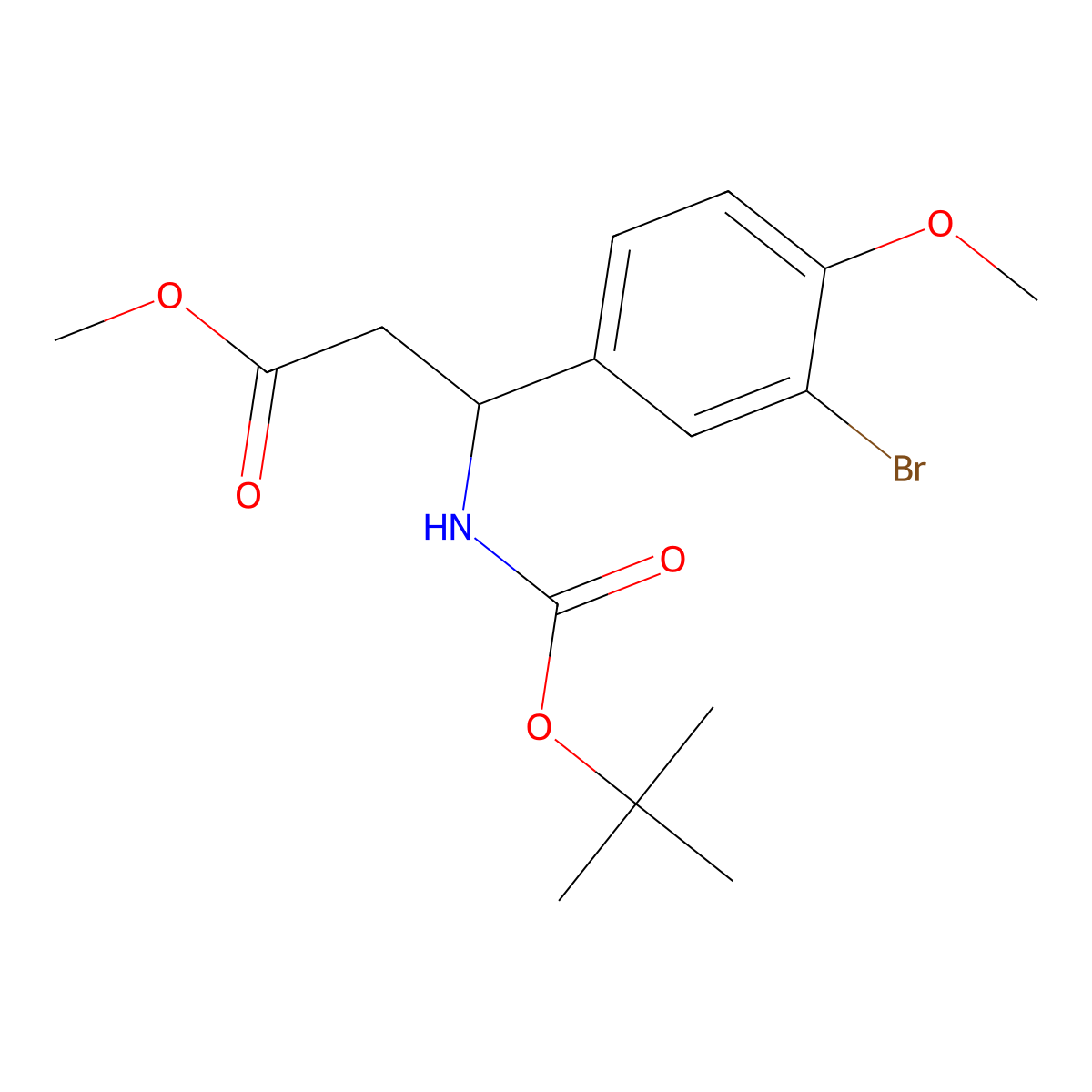 Methyl 3-(3-bromo-4-methoxyphenyl)-3-{[(tert-butoxy)carbonyl]amino}propanoate molecular structure, CAS 2680677-25-0