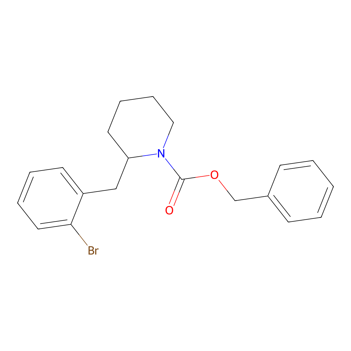 Benzyl 2-[(2-bromophenyl)methyl]piperidine-1-carboxylate molecular structure, CAS 2680677-26-1