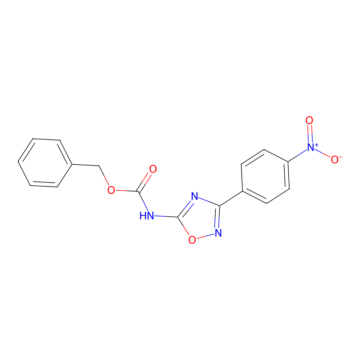 benzyl N-[3-(4-nitrophenyl)-1,2,4-oxadiazol-5-yl]carbamate molecular structure, CAS 2680677-33-0