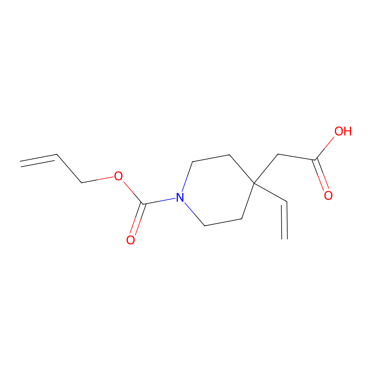 2-{4-Ethenyl-1-[(prop-2-en-1-yloxy)carbonyl]piperidin-4-yl}acetic acid molecular structure, CAS 2680677-36-3