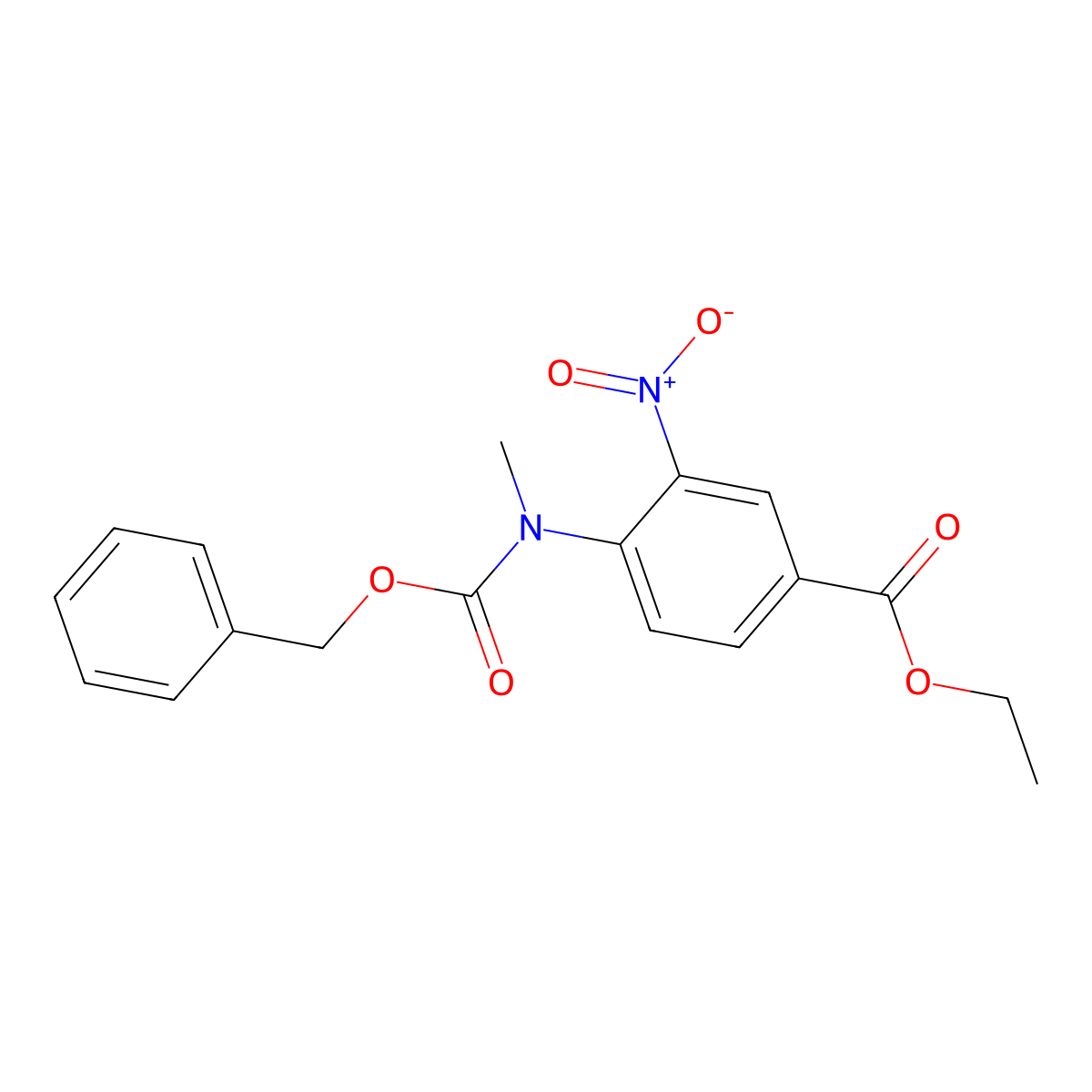 Ethyl 4-{[(benzyloxy)carbonyl](methyl)amino}-3-nitrobenzoate molecular structure, CAS 2680677-51-2