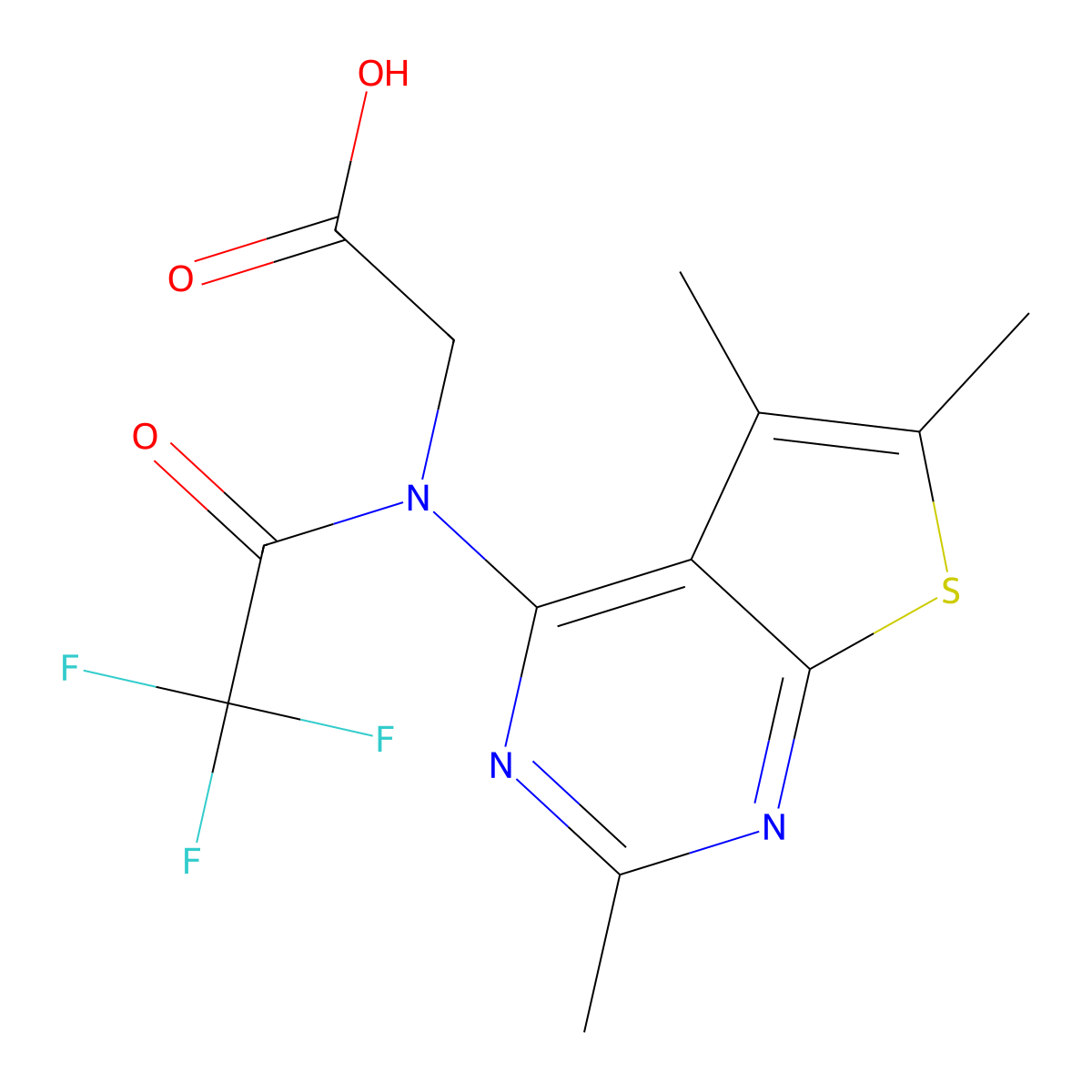 2-(2,2,2-trifluoro-N-{2,5,6-trimethylthieno[2,3-d]pyrimidin-4-yl}acetamido)acetic acid molecular structure, CAS 2680677-54-5