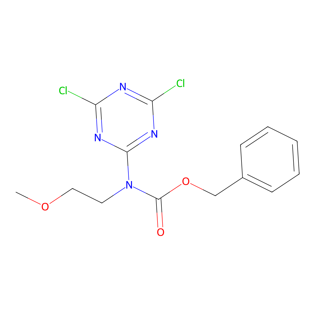 benzyl N-(4,6-dichloro-1,3,5-triazin-2-yl)-N-(2-methoxyethyl)carbamate molecular structure, CAS 2680677-57-8