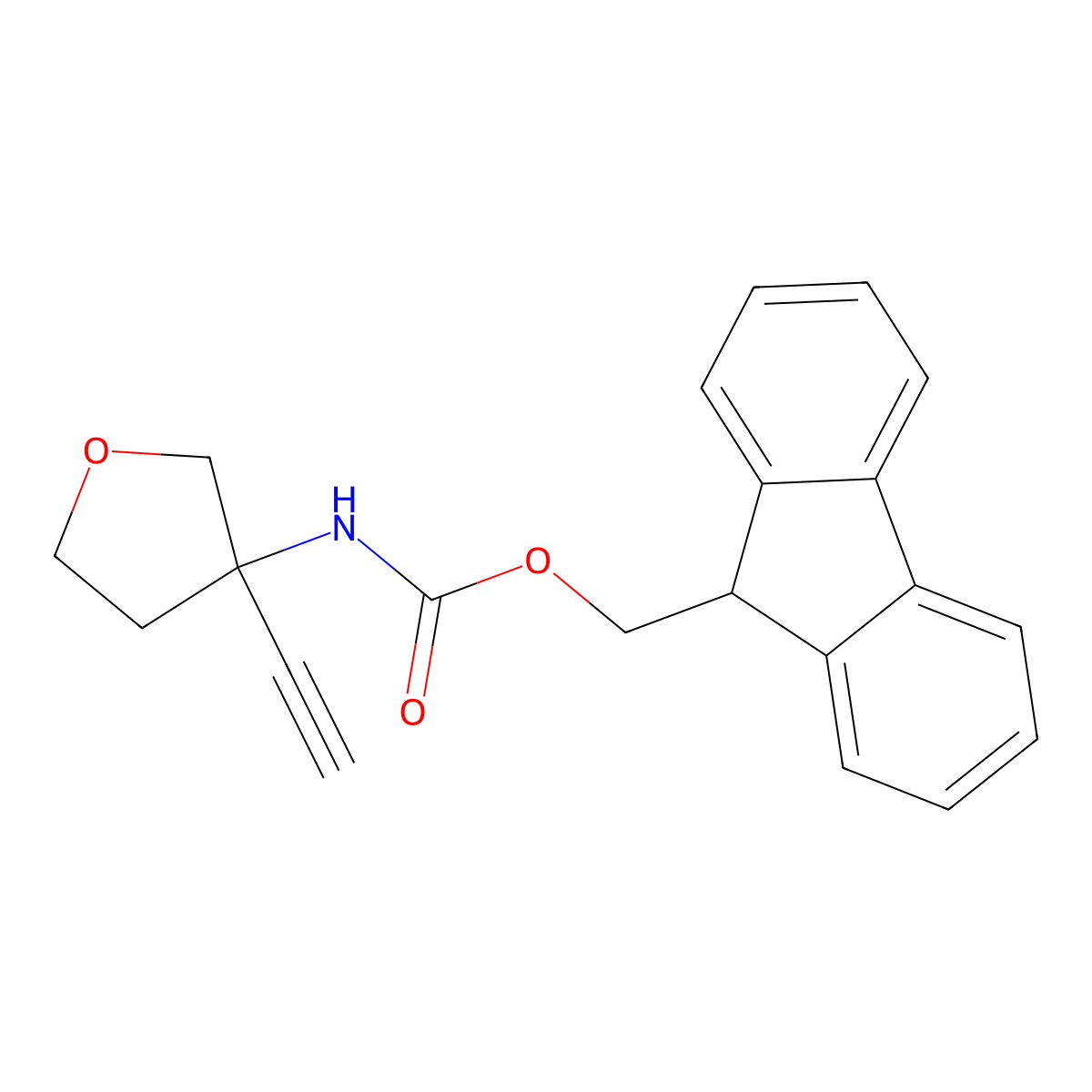 (9H-fluoren-9-yl)methyl N-(3-ethynyloxolan-3-yl)carbamate molecular structure, CAS 2680677-63-6