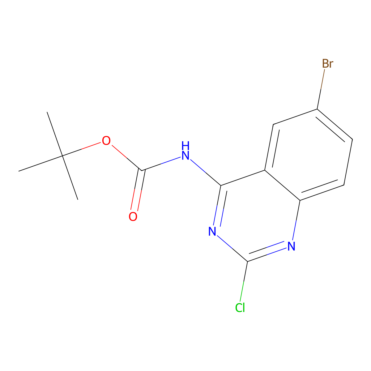tert-butyl N-(6-bromo-2-chloroquinazolin-4-yl)carbamate molecular structure, CAS 2680677-64-7