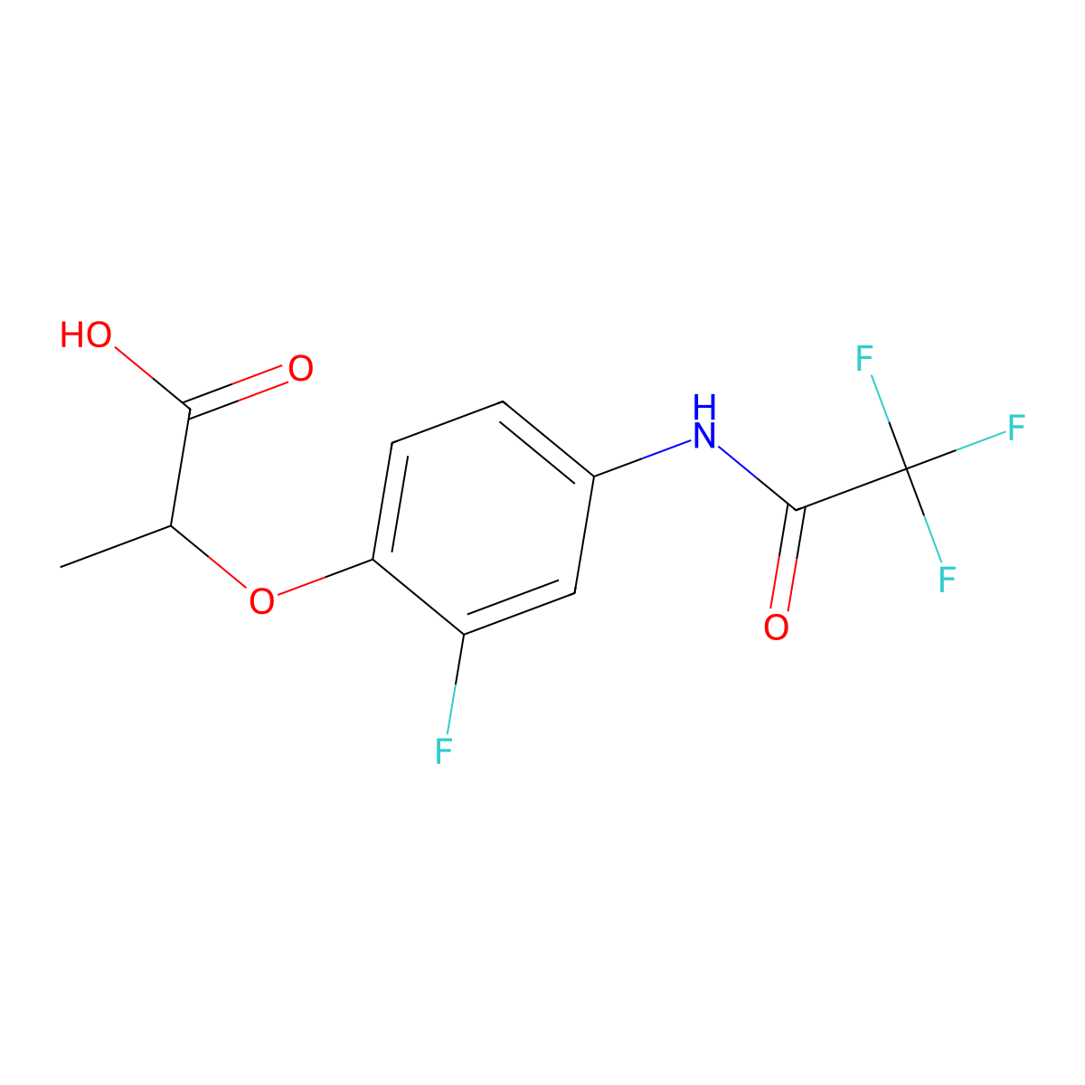 2-[2-Fluoro-4-(2,2,2-trifluoroacetamido)phenoxy]propanoic acid molecular structure, CAS 2680677-67-0