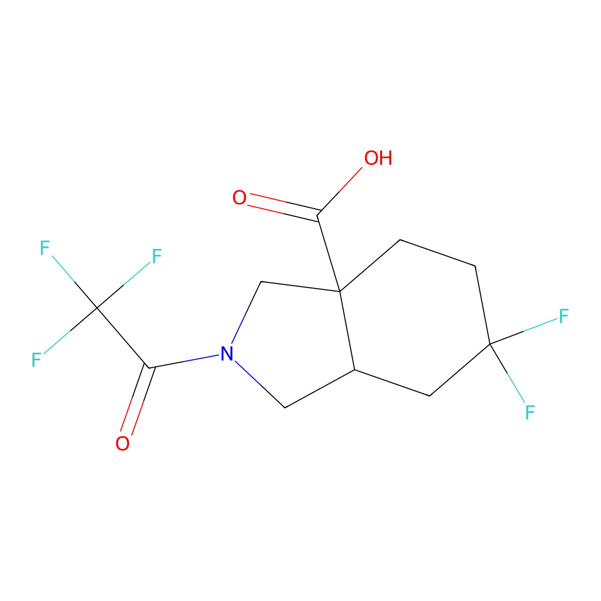 6,6-difluoro-2-(2,2,2-trifluoroacetyl)-octahydro-1H-isoindole-3a-carboxylic acid molecular structure, CAS 2680677-71-6