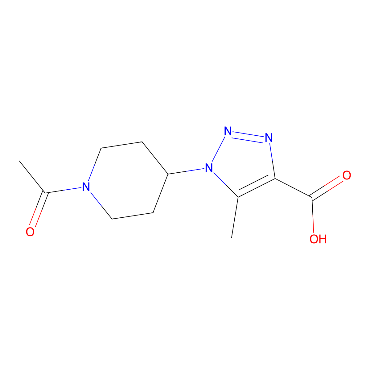 1-(1-acetylpiperidin-4-yl)-5-methyl-1H-1,2,3-triazole-4-carboxylic acid molecular structure, CAS 2680677-72-7