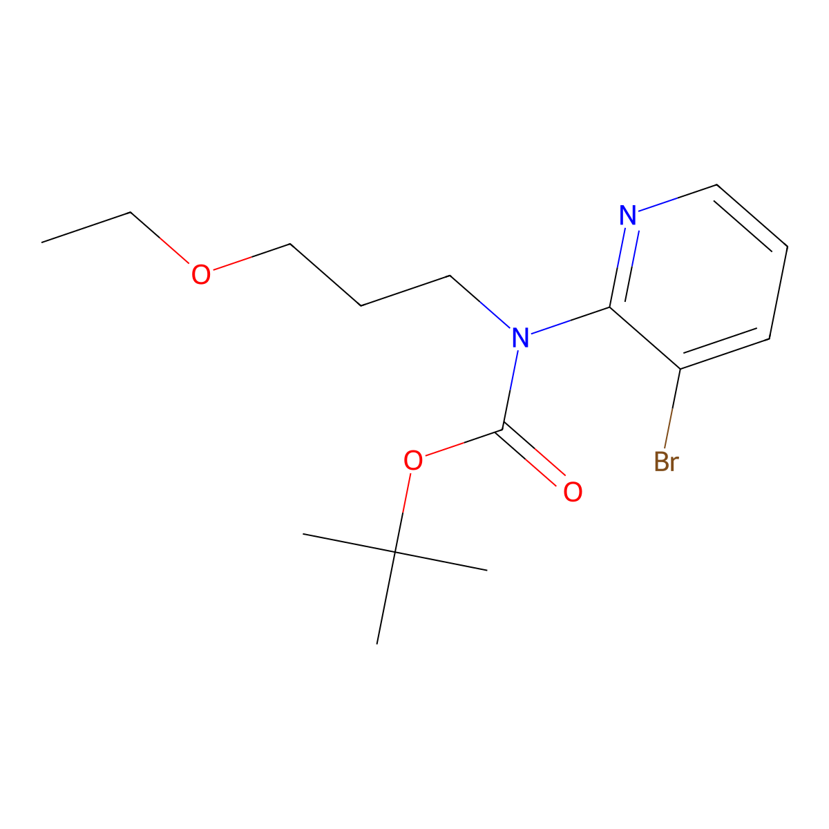 tert-butyl N-(3-bromopyridin-2-yl)-N-(3-ethoxypropyl)carbamate molecular structure, CAS 2680677-73-8