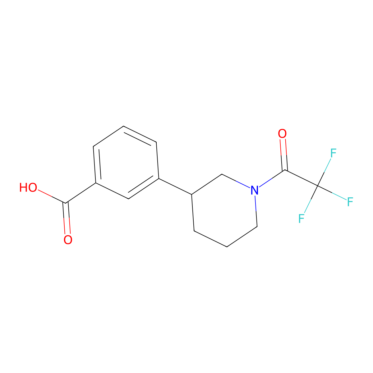 3-[1-(2,2,2-Trifluoroacetyl)piperidin-3-yl]benzoic acid molecular structure, CAS 2680677-76-1