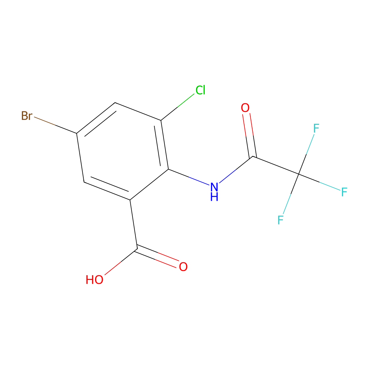 5-Bromo-3-chloro-2-(2,2,2-trifluoroacetamido)benzoic acid molecular structure, CAS 2680677-78-3