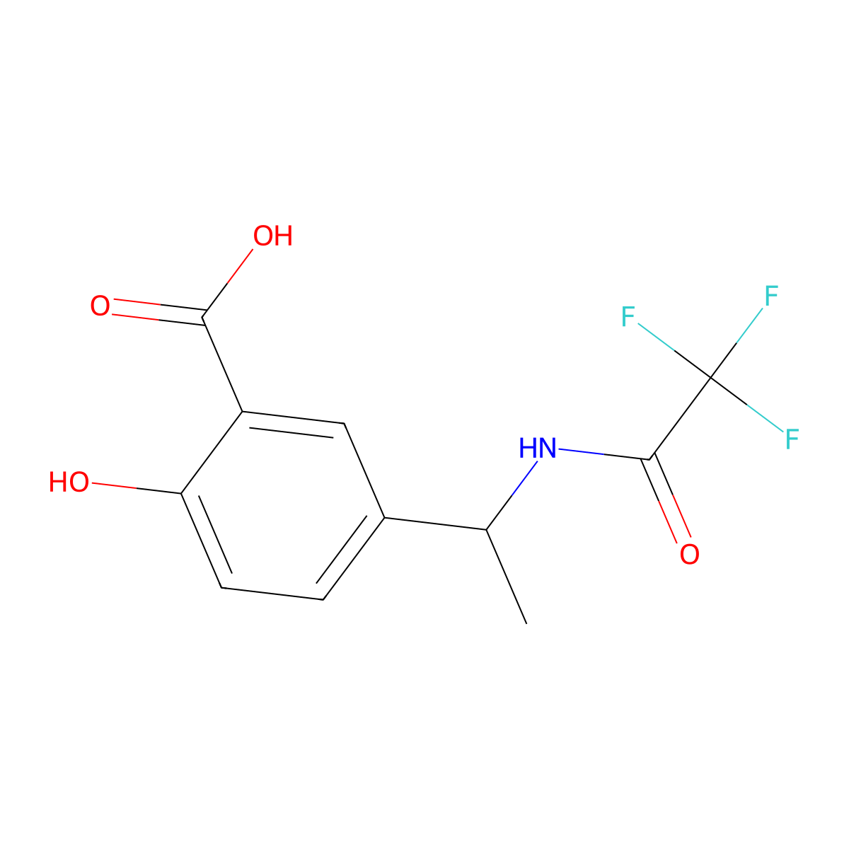 2-Hydroxy-5-[1-(2,2,2-trifluoroacetamido)ethyl]benzoic acid molecular structure, CAS 2680677-79-4