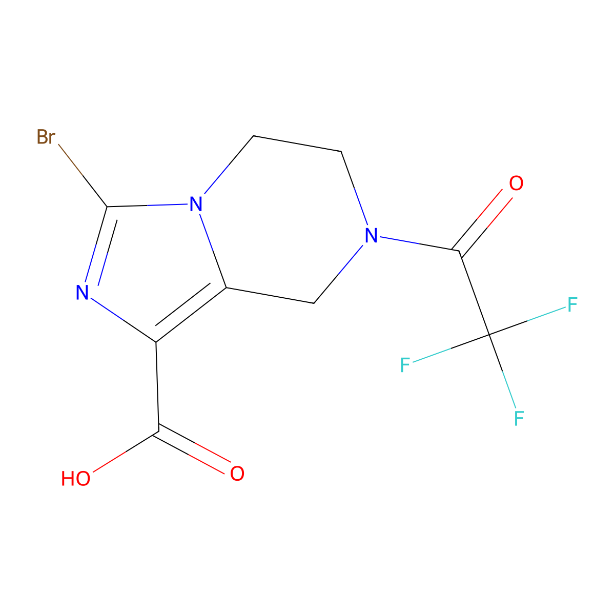 3-bromo-7-(2,2,2-trifluoroacetyl)-5H,6H,7H,8H-imidazo[1,5-a]pyrazine-1-carboxylic acid molecular structure, CAS 2680677-80-7