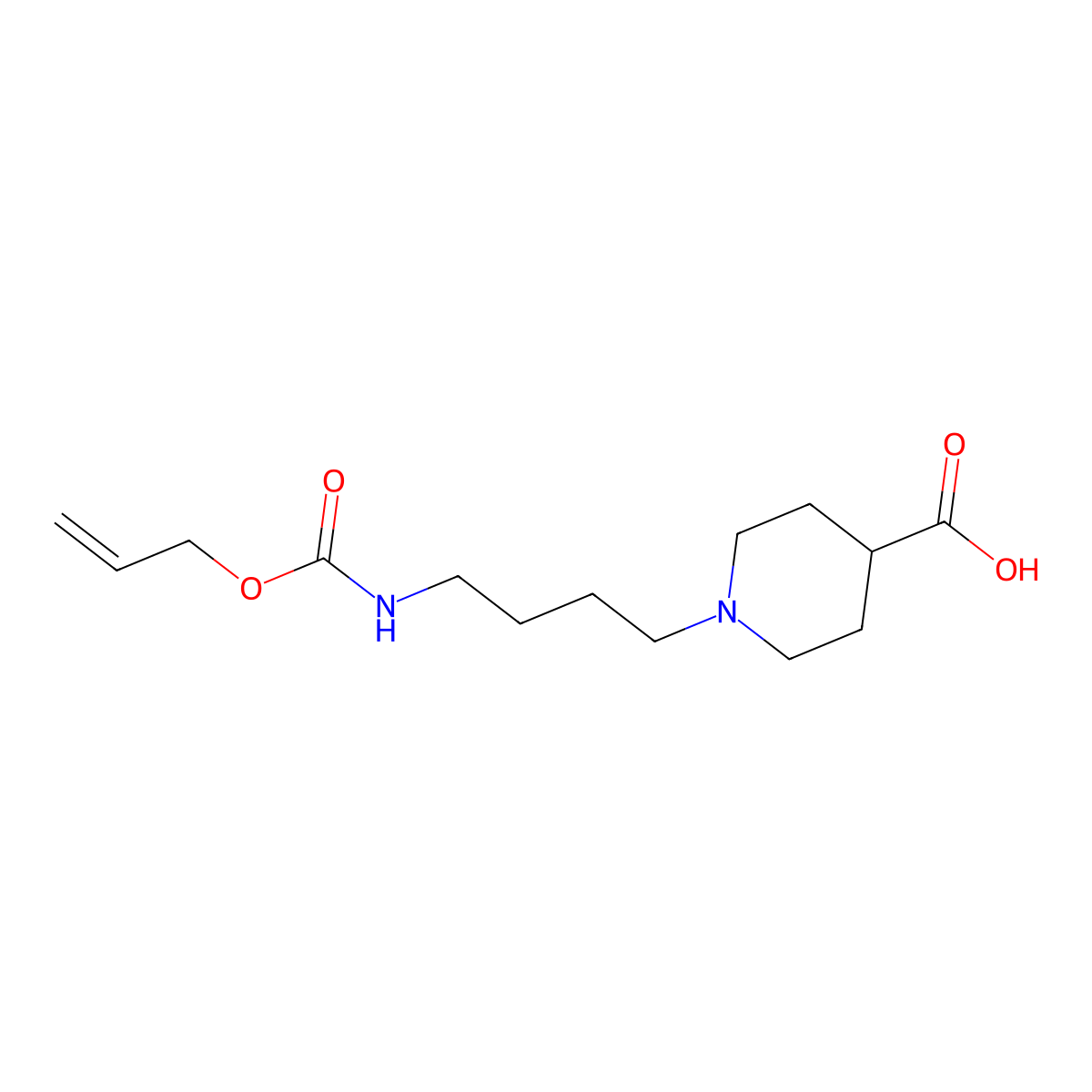 1-(4-{[(Prop-2-en-1-yloxy)carbonyl]amino}butyl)piperidine-4-carboxylic acid molecular structure, CAS 2680677-85-2