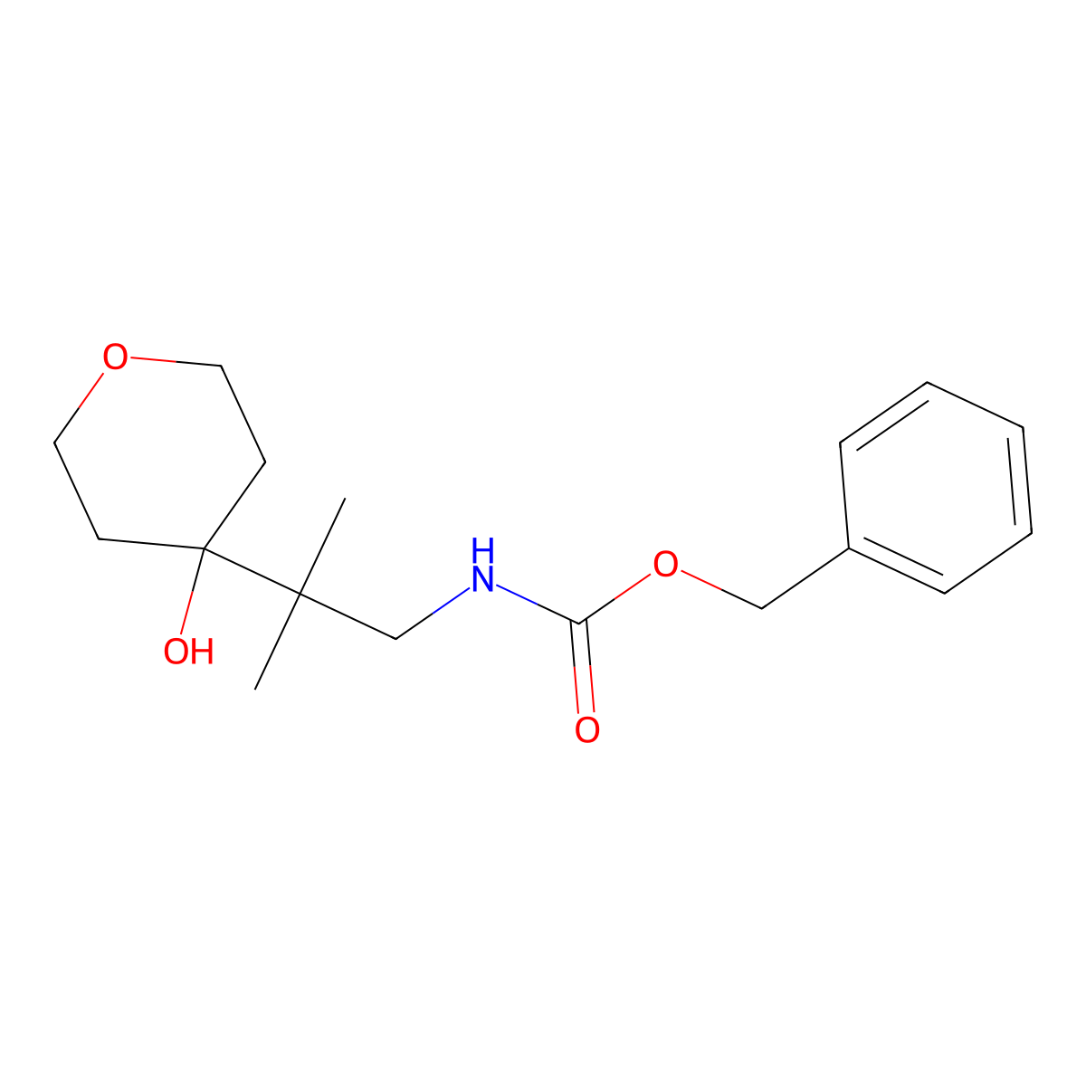 benzyl N-[2-(4-hydroxyoxan-4-yl)-2-methylpropyl]carbamate molecular structure, CAS 2680677-87-4