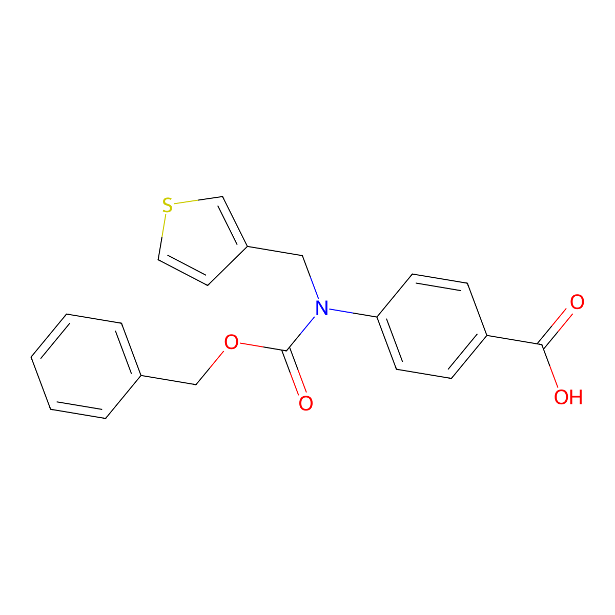 4-{[(Benzyloxy)carbonyl][(thiophen-3-yl)methyl]amino}benzoic acid molecular structure, CAS 2680677-89-6