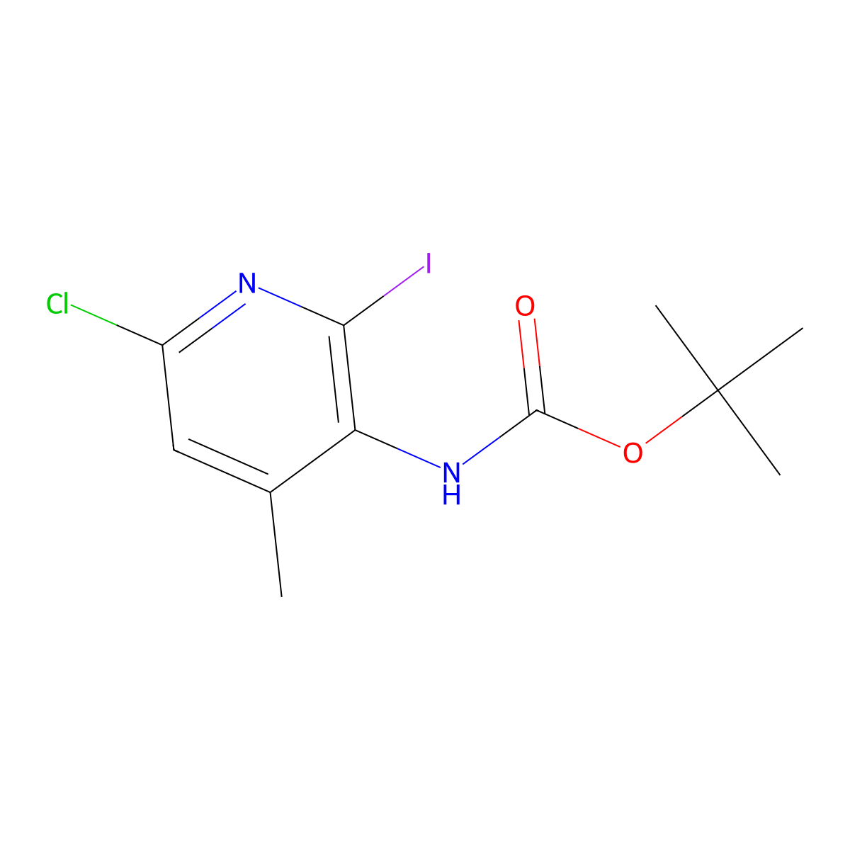 tert-butyl N-(6-chloro-2-iodo-4-methylpyridin-3-yl)carbamate molecular structure, CAS 2680677-90-9