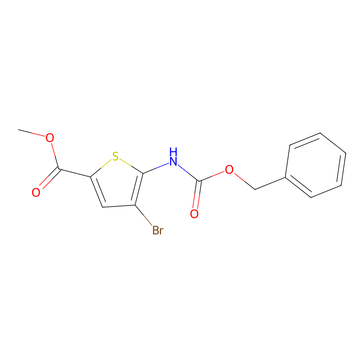 Methyl 5-{[(benzyloxy)carbonyl]amino}-4-bromothiophene-2-carboxylate molecular structure, CAS 2680677-95-4