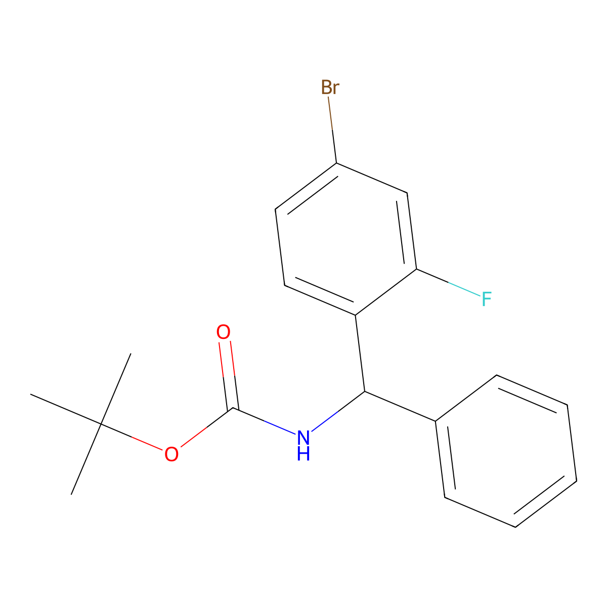 tert-butyl N-[(4-bromo-2-fluorophenyl)(phenyl)methyl]carbamate molecular structure, CAS 2680678-08-2