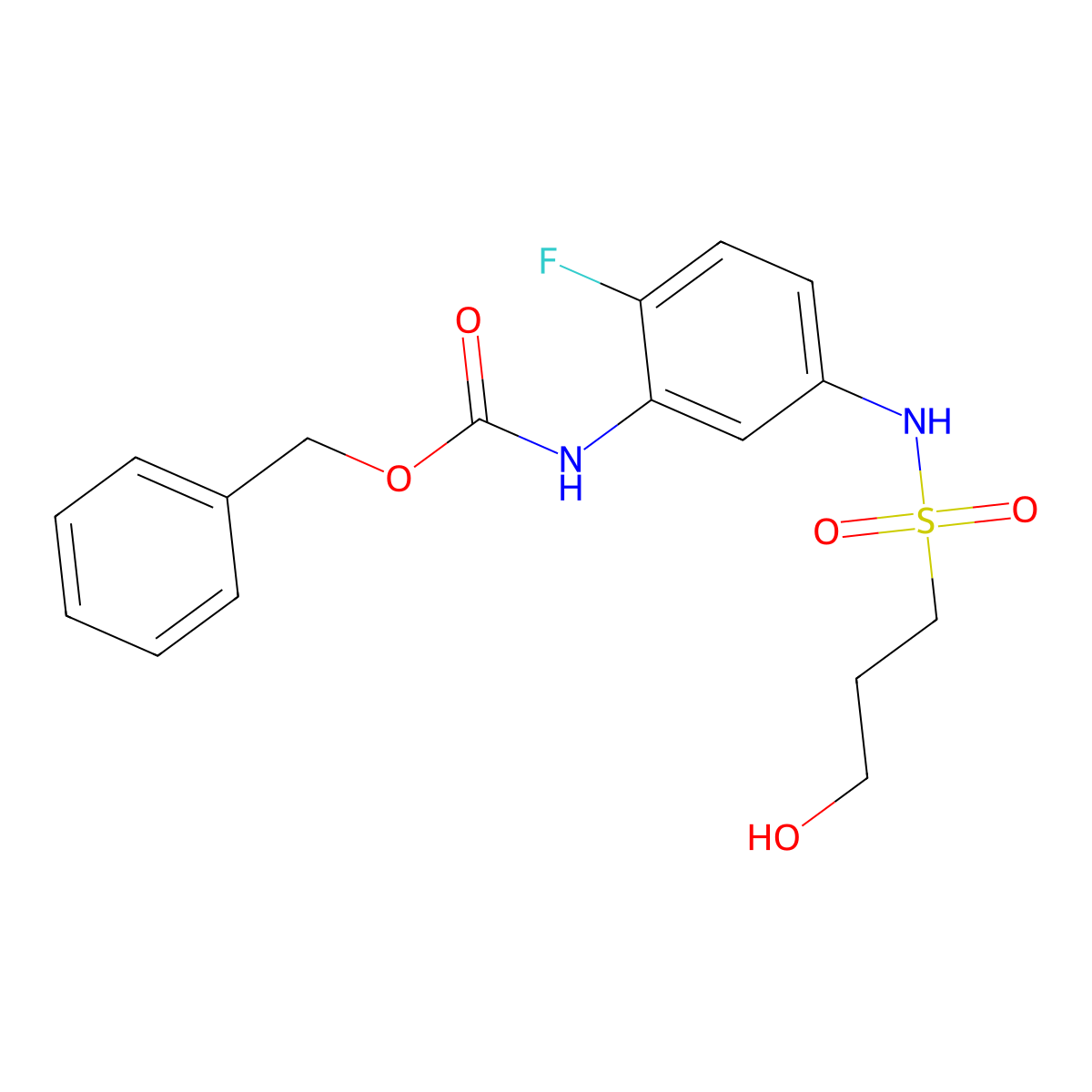 benzyl N-[2-fluoro-5-(3-hydroxypropanesulfonamido)phenyl]carbamate molecular structure, CAS 2680678-09-3
