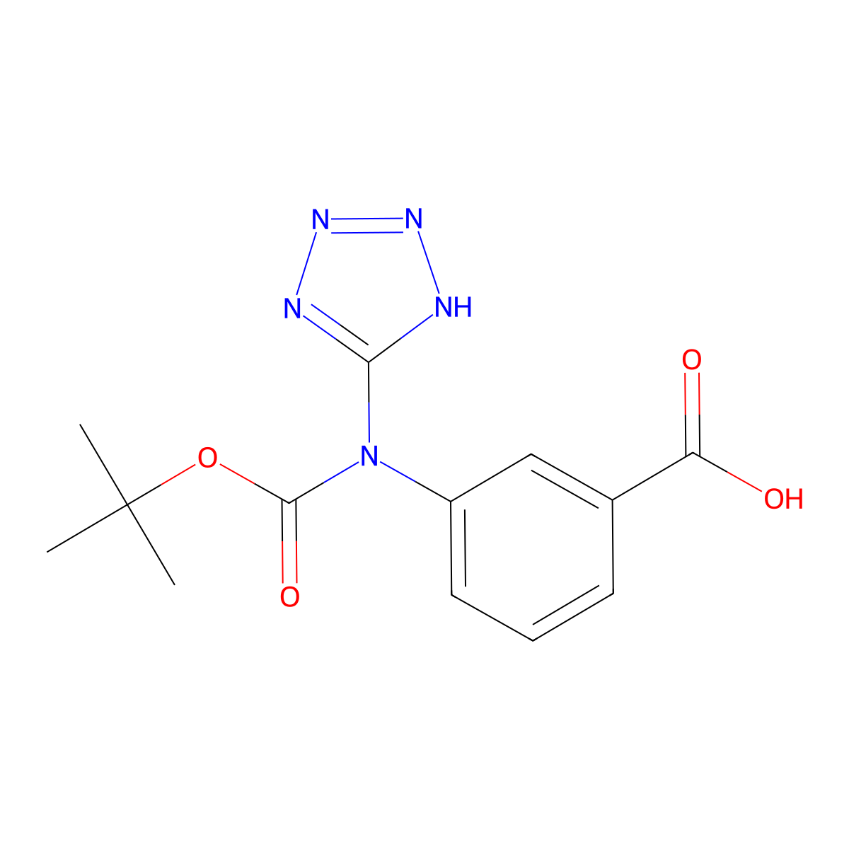 3-{[(tert-butoxy)carbonyl](1H-1,2,3,4-tetrazol-5-yl)amino}benzoic acid molecular structure, CAS 2680678-11-7