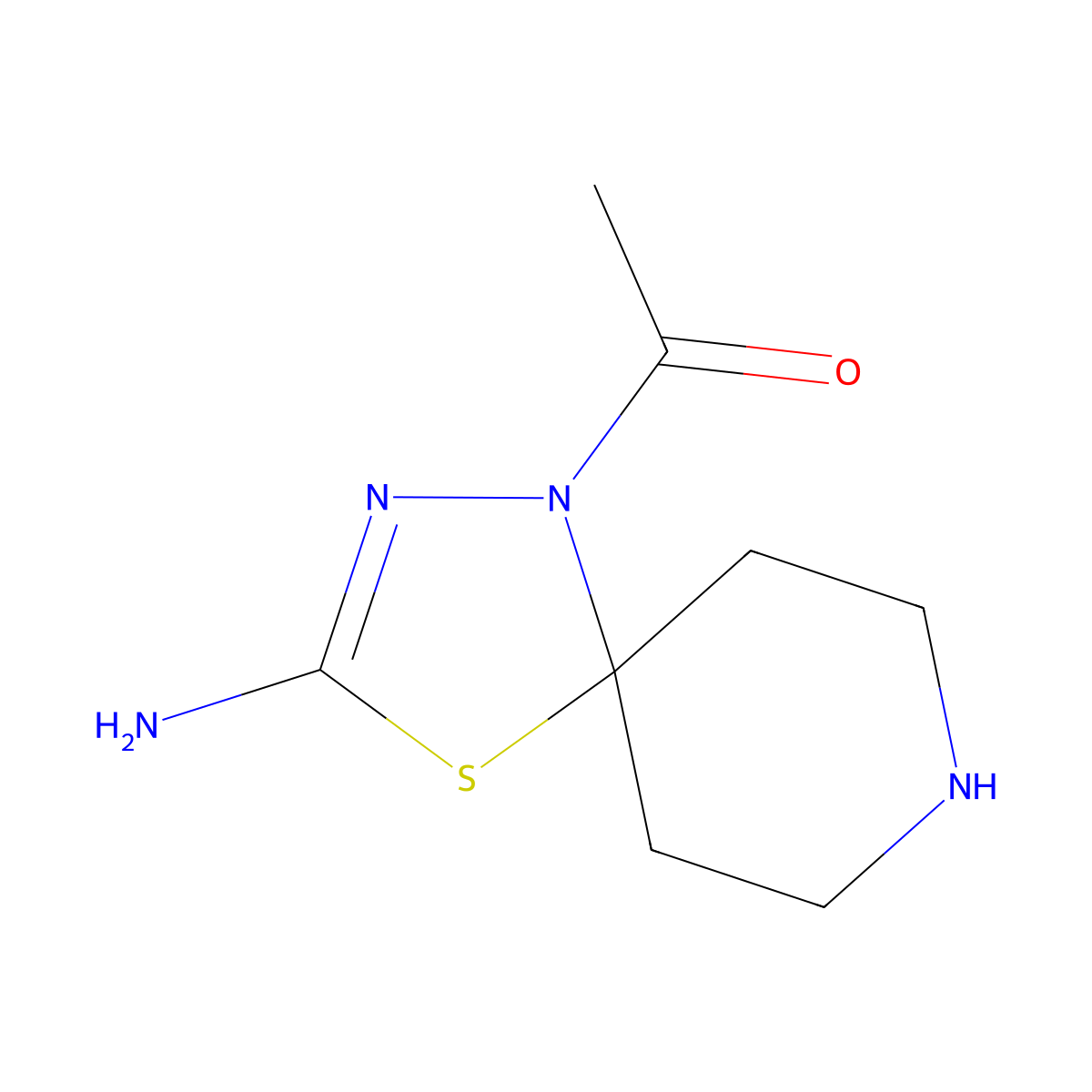 1-{3-Amino-4-thia-1,2,8-triazaspiro[4.5]dec-2-en-1-yl}ethan-1-one molecular structure, CAS 2680678-13-9