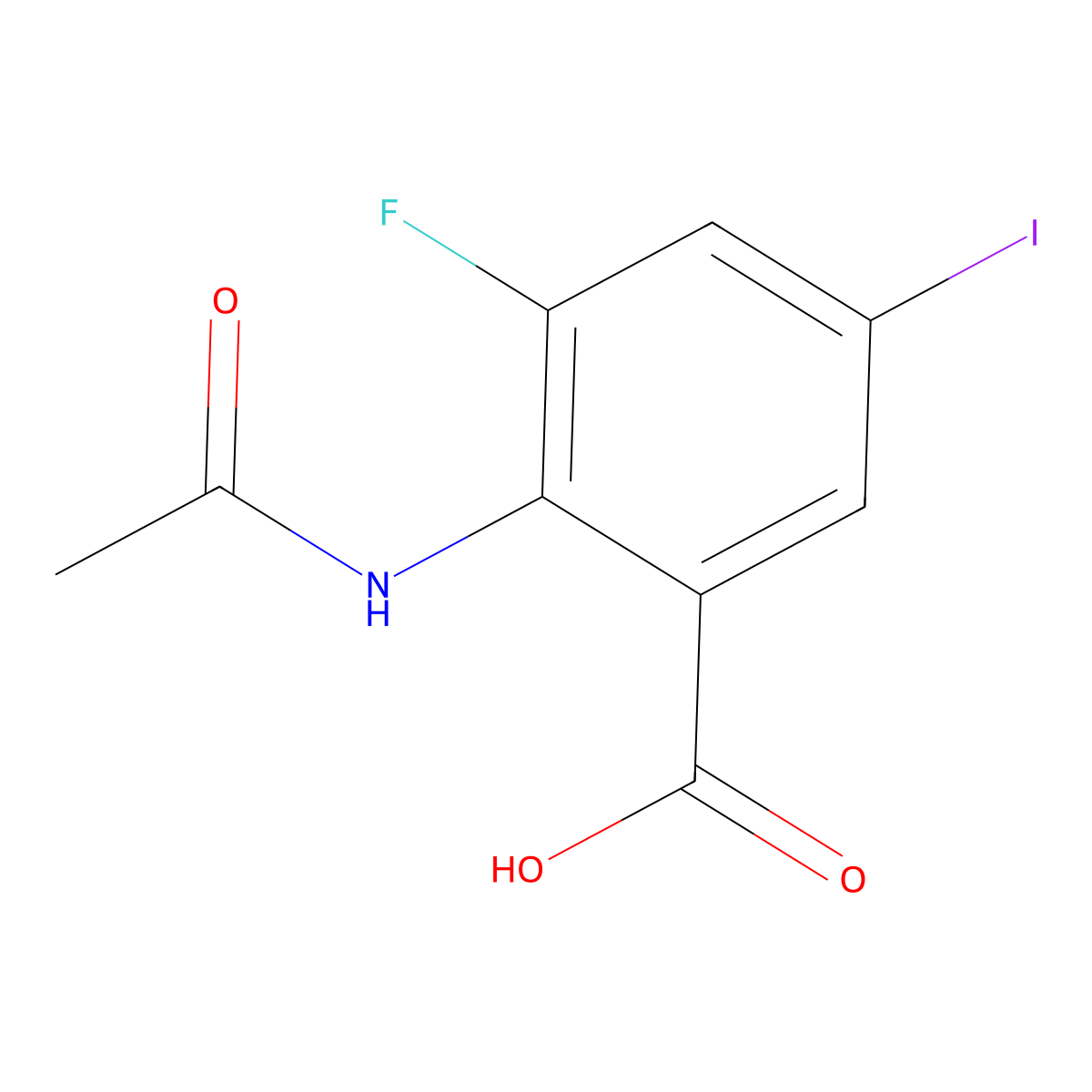 2-Acetamido-3-fluoro-5-iodobenzoic acid molecular structure, CAS 2680678-15-1