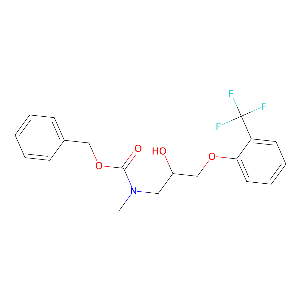 benzyl N-{2-hydroxy-3-[2-(trifluoromethyl)phenoxy]propyl}-N-methylcarbamate molecular structure, CAS 2680678-16-2
