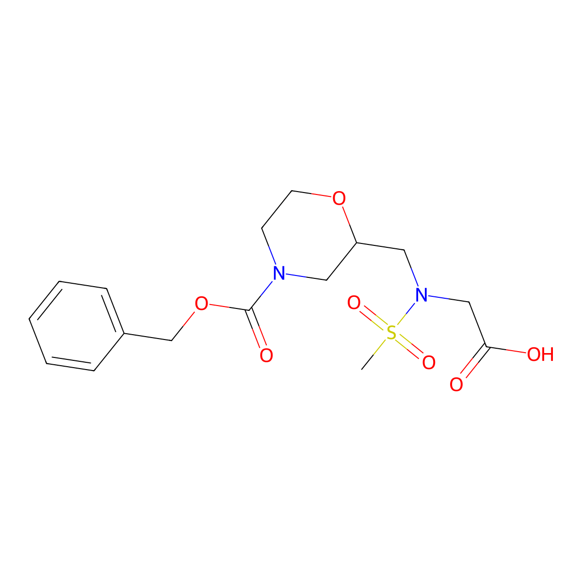 2-[N-({4-[(benzyloxy)carbonyl]morpholin-2-yl}methyl)methanesulfonamido]acetic acid molecular structure, CAS 2680678-22-0