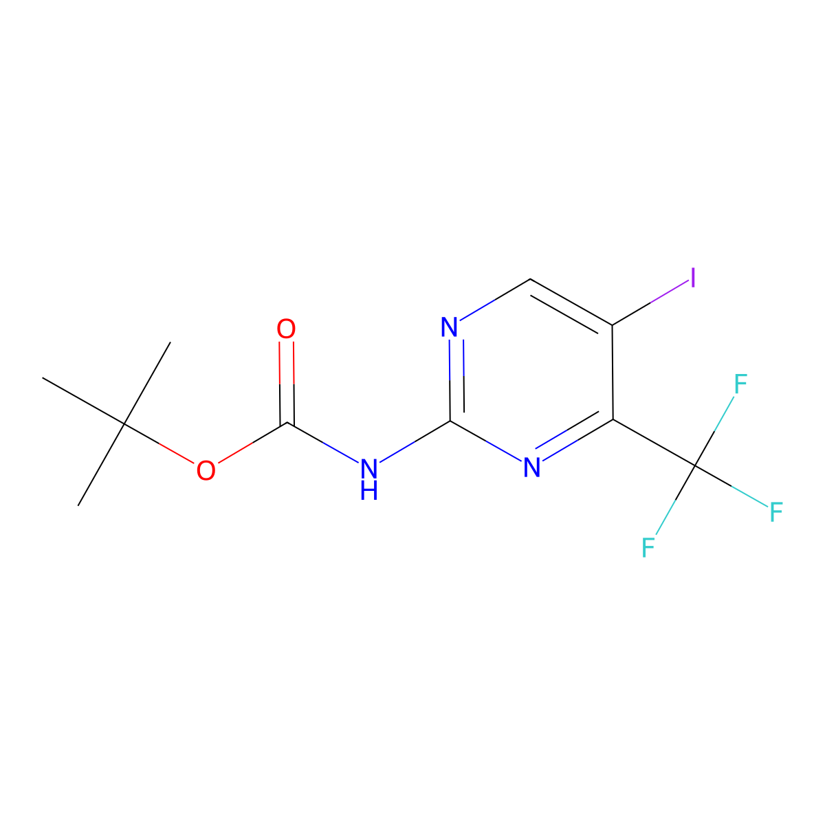 tert-butyl N-[5-iodo-4-(trifluoromethyl)pyrimidin-2-yl]carbamate molecular structure, CAS 2680678-26-4