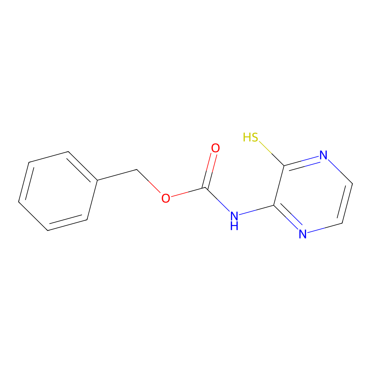 benzyl N-(3-sulfanylpyrazin-2-yl)carbamate molecular structure, CAS 2680678-27-5