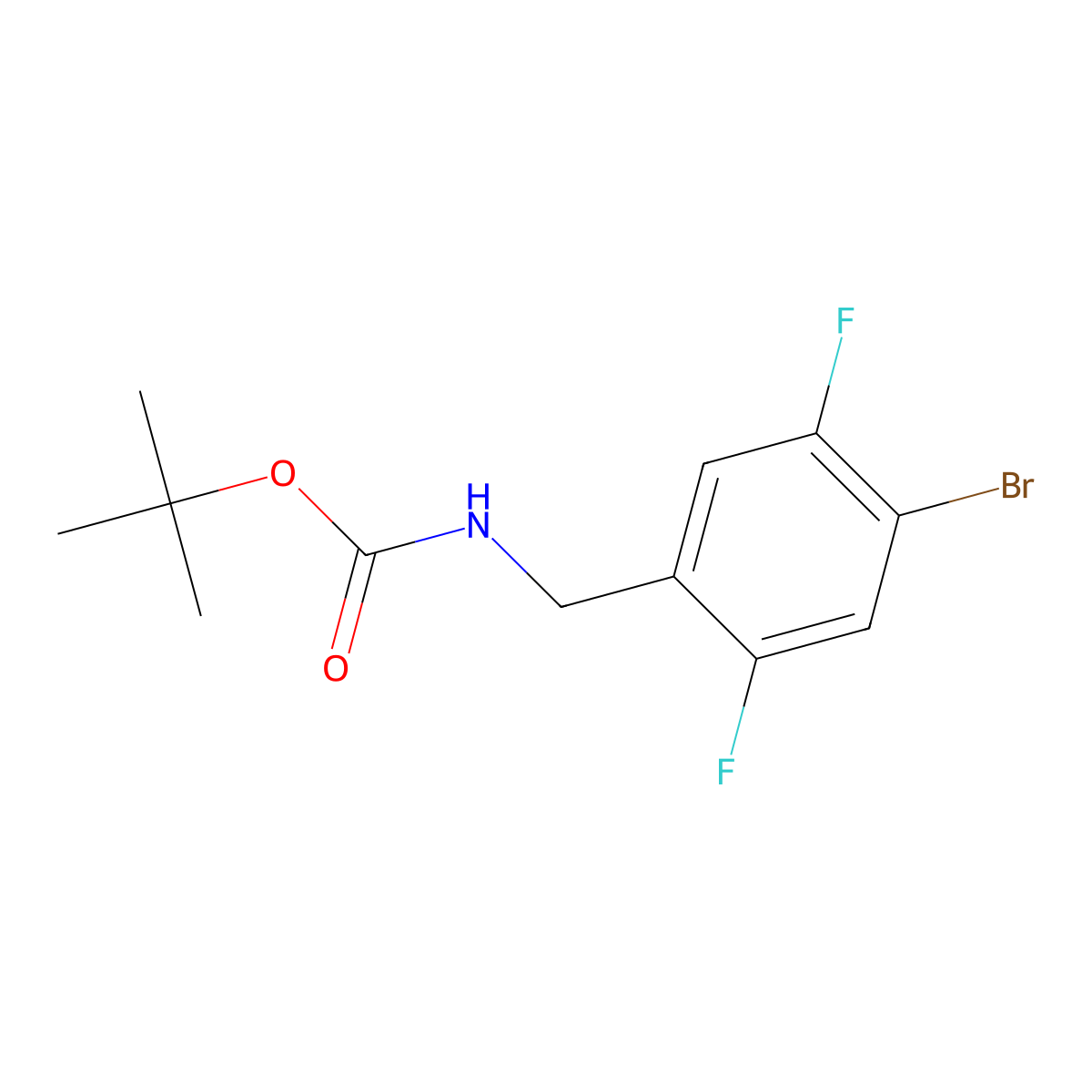 tert-butyl N-[(4-bromo-2,5-difluorophenyl)methyl]carbamate molecular structure, CAS 2680678-38-8
