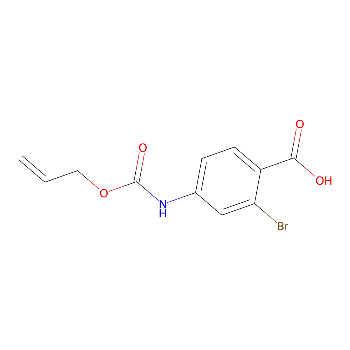 2-Bromo-4-{[(prop-2-en-1-yloxy)carbonyl]amino}benzoic acid molecular structure, CAS 2680678-39-9