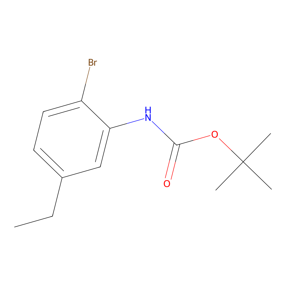 tert-butyl N-(2-bromo-5-ethylphenyl)carbamate molecular structure, CAS 2680678-46-8