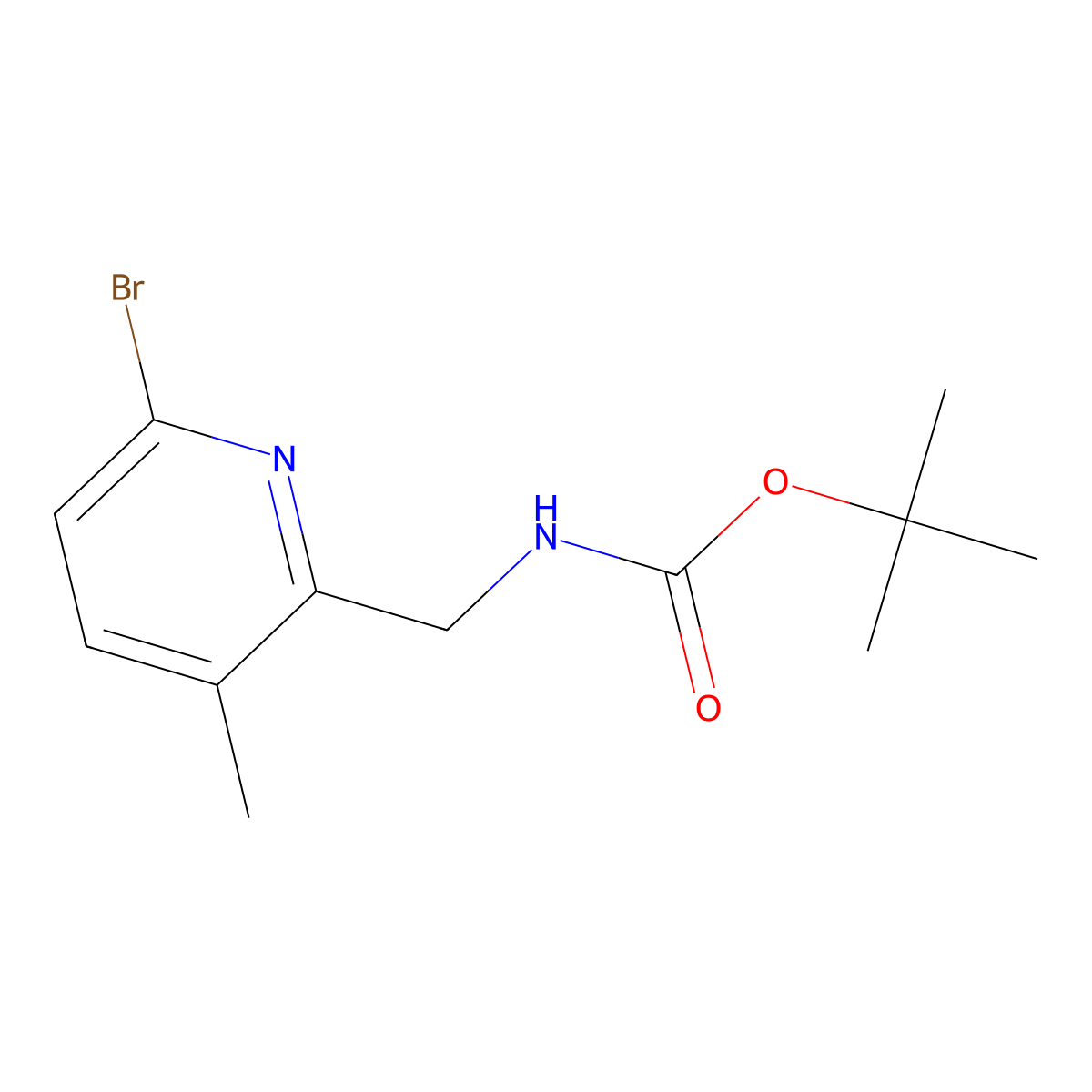 tert-butyl N-[(6-bromo-3-methylpyridin-2-yl)methyl]carbamate molecular structure, CAS 2680678-58-2