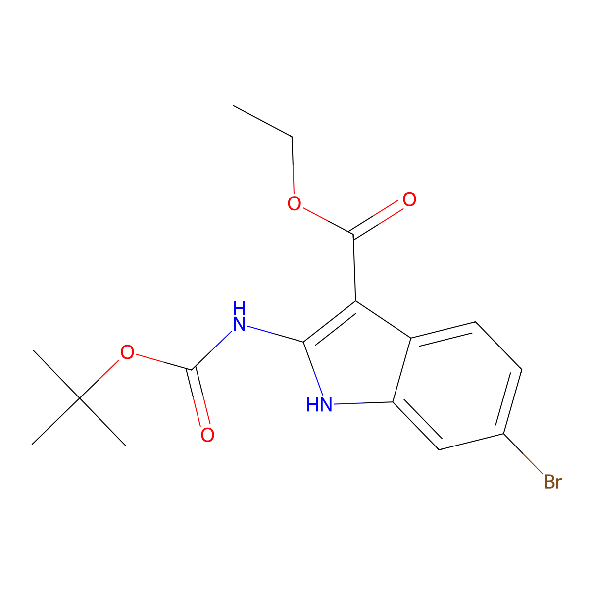 ethyl 6-bromo-2-{[(tert-butoxy)carbonyl]amino}-1H-indole-3-carboxylate molecular structure, CAS 2680678-75-3