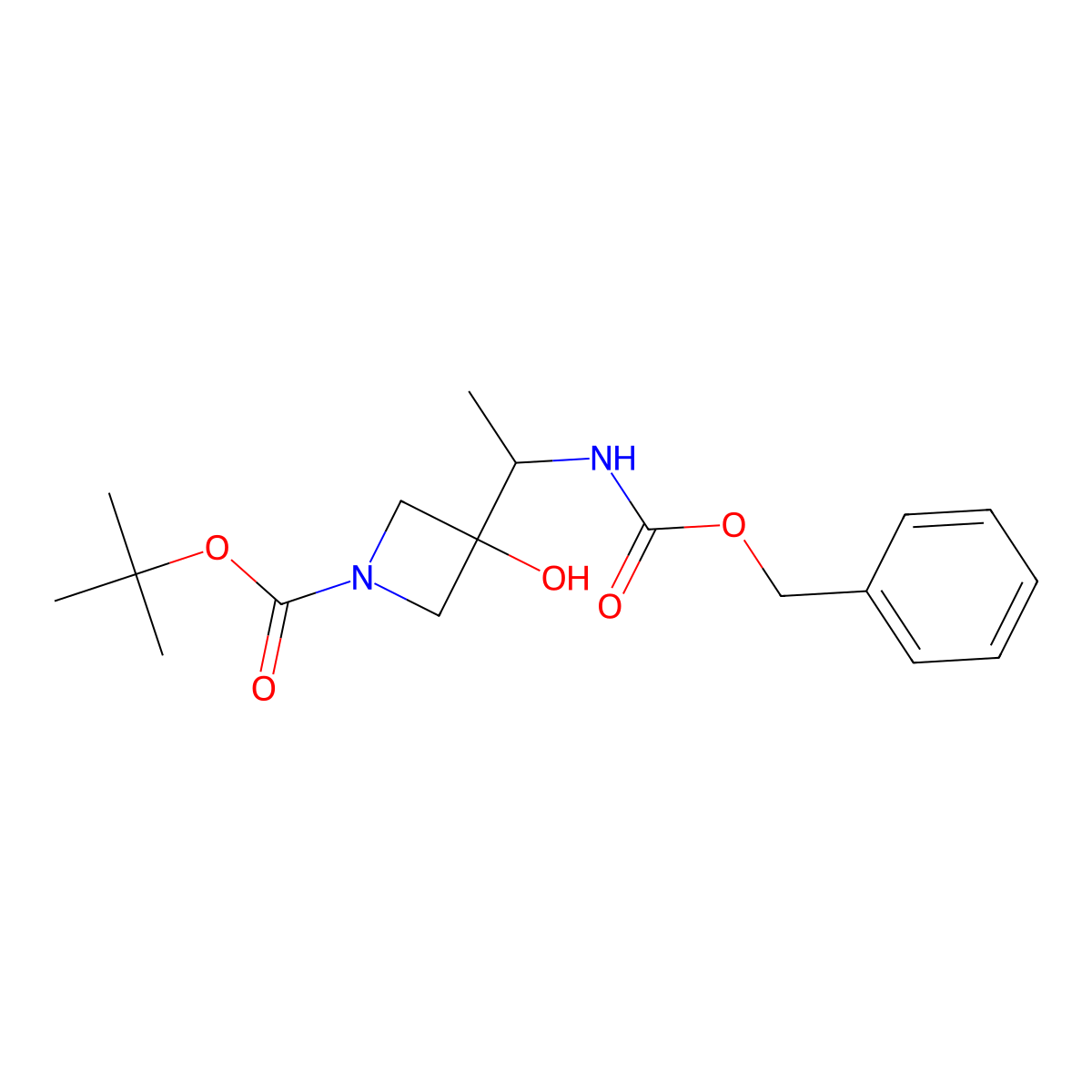 Tert-butyl 3-(1-{[(benzyloxy)carbonyl]amino}ethyl)-3-hydroxyazetidine-1-carboxylate molecular structure, CAS 2680679-01-8