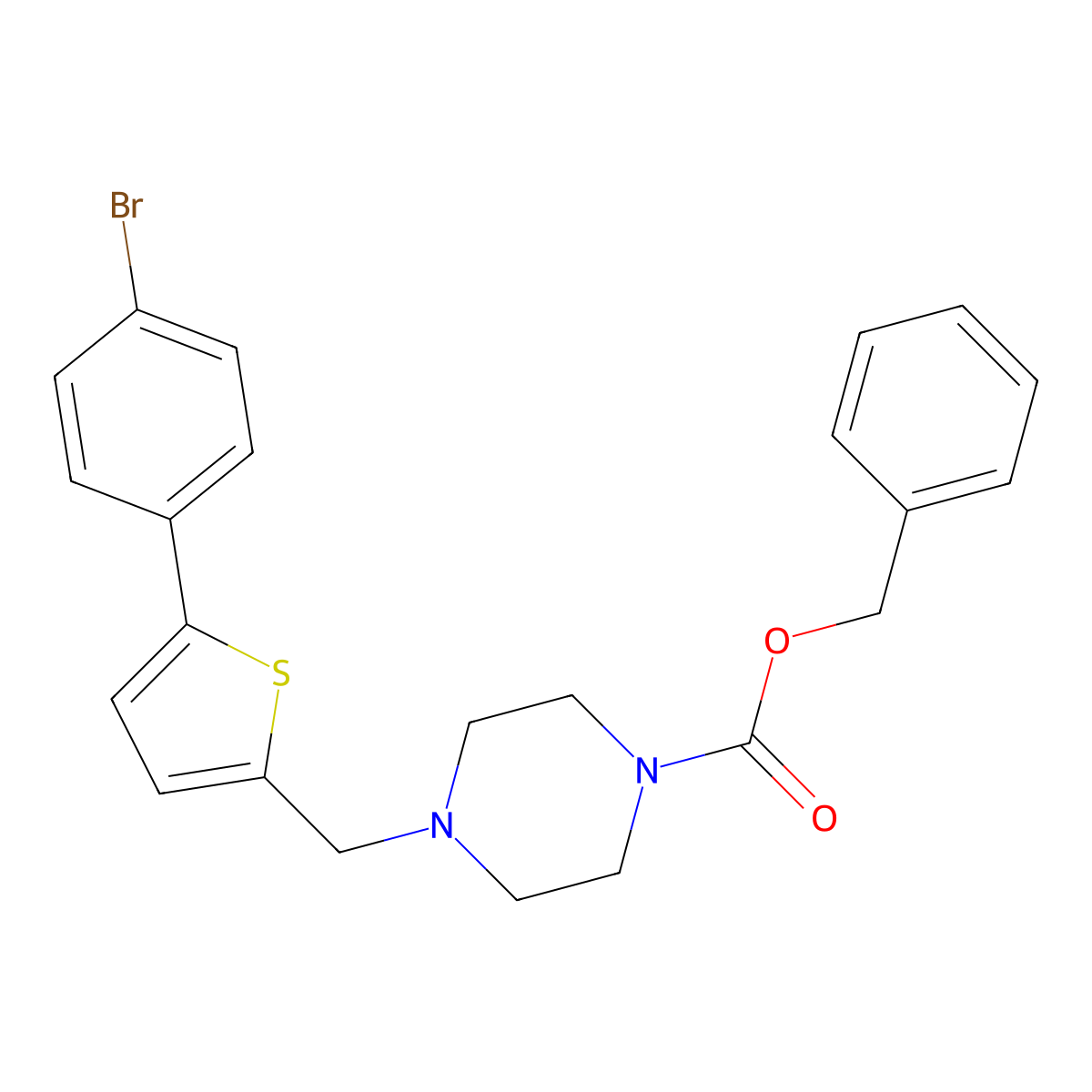 Benzyl 4-{[5-(4-bromophenyl)thiophen-2-yl]methyl}piperazine-1-carboxylate molecular structure, CAS 2680679-11-0